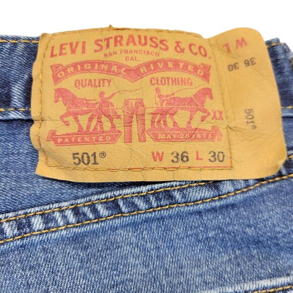 Vintage Levi's 501 Denim Jeans Mens 36x30 Blue Button Fly Single‎ Stitch - Picture 4 of 16